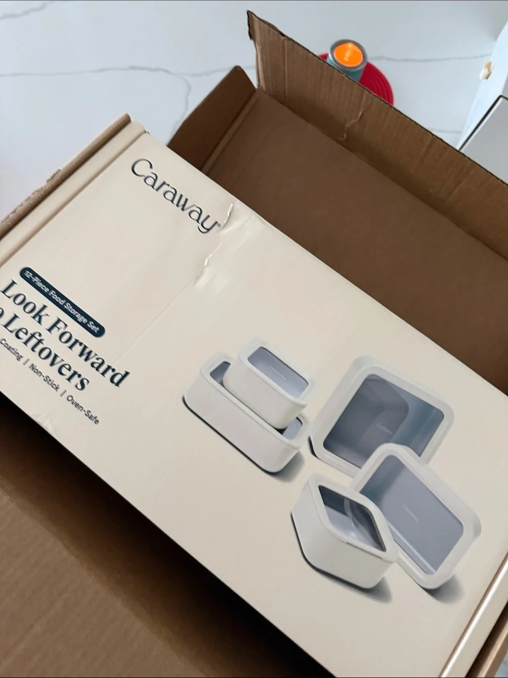 Nib Caraway Food Storage Set in Cream 13 pc set glass storage set $310 cream new